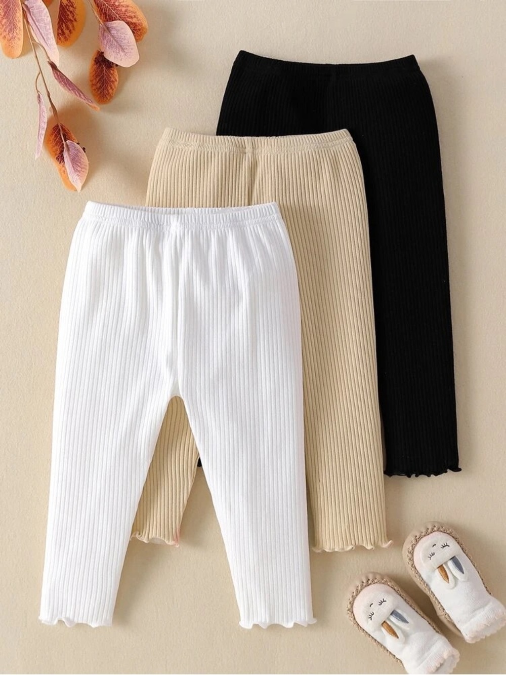 Ribbed Leggings 2-Pack in White, & Black cotton GUC